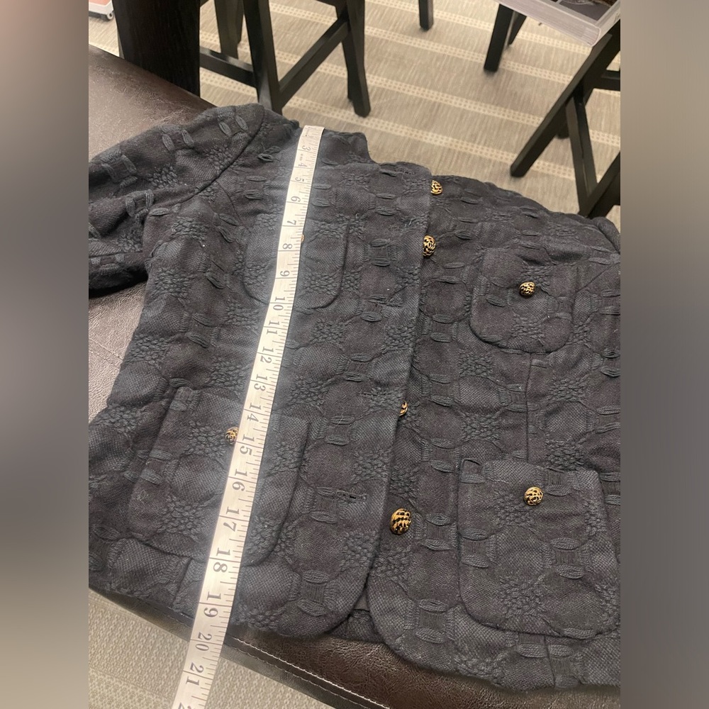 Y2K Lucky brand gothic decorative gold buttons wool cotton blend jacket S - Picture 6 of 8